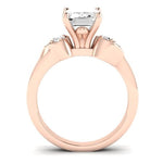 Hibiscus Moissanite Matching Band Only (does Not Include Engagement Ring)  For Ring With Emerald Center rosegold