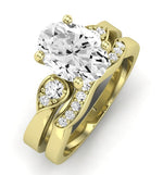 Hibiscus Moissanite Matching Band Only (does Not Include Engagement Ring)  For Ring With Oval Center yellowgold