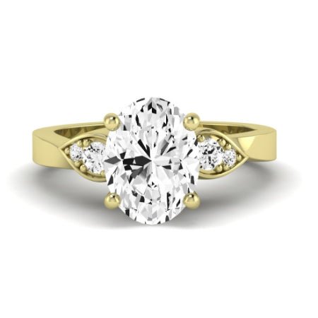 Hibiscus Moissanite Matching Band Only (does Not Include Engagement Ring)  For Ring With Oval Center yellowgold