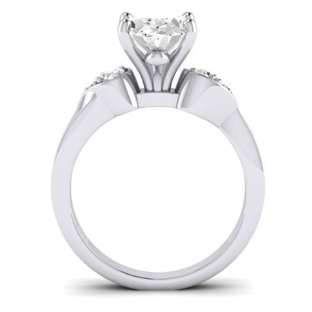 Hibiscus Moissanite Matching Band Only (does Not Include Engagement Ring)  For Ring With Oval Center whitegold