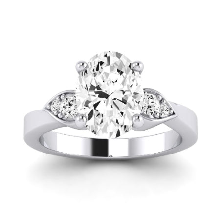 Hibiscus Moissanite Matching Band Only (does Not Include Engagement Ring)  For Ring With Oval Center whitegold