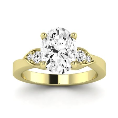 Hibiscus Moissanite Matching Band Only (does Not Include Engagement Ring)  For Ring With Oval Center yellowgold