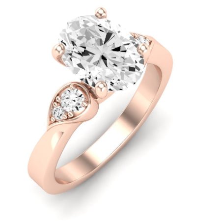 Hibiscus Moissanite Matching Band Only (does Not Include Engagement Ring)  For Ring With Oval Center rosegold