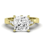 Hibiscus Moissanite Matching Band Only (does Not Include Engagement Ring)  For Ring With Princess Center yellowgold