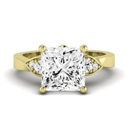 Hibiscus Moissanite Matching Band Only (does Not Include Engagement Ring)  For Ring With Princess Center yellowgold
