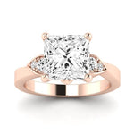 Hibiscus Moissanite Matching Band Only (does Not Include Engagement Ring)  For Ring With Princess Center rosegold
