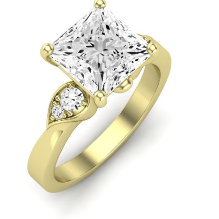 Hibiscus Moissanite Matching Band Only (does Not Include Engagement Ring)  For Ring With Princess Center yellowgold