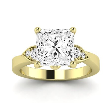 Hibiscus Moissanite Matching Band Only (does Not Include Engagement Ring)  For Ring With Princess Center yellowgold