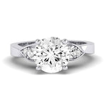 Hibiscus Moissanite Matching Band Only (does Not Include Engagement Ring)  For Ring With Round Center whitegold