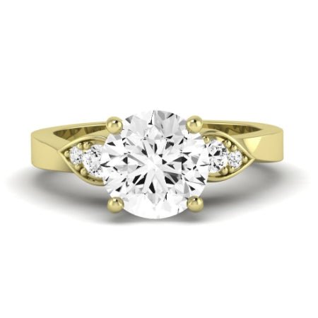Hibiscus Moissanite Matching Band Only (does Not Include Engagement Ring)  For Ring With Round Center yellowgold