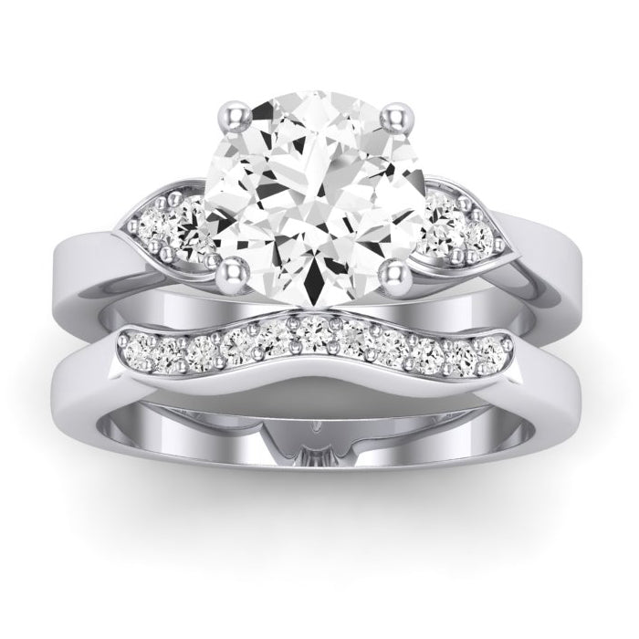 Hibiscus Moissanite Matching Band Only (does Not Include Engagement Ring)  For Ring With Round Center whitegold