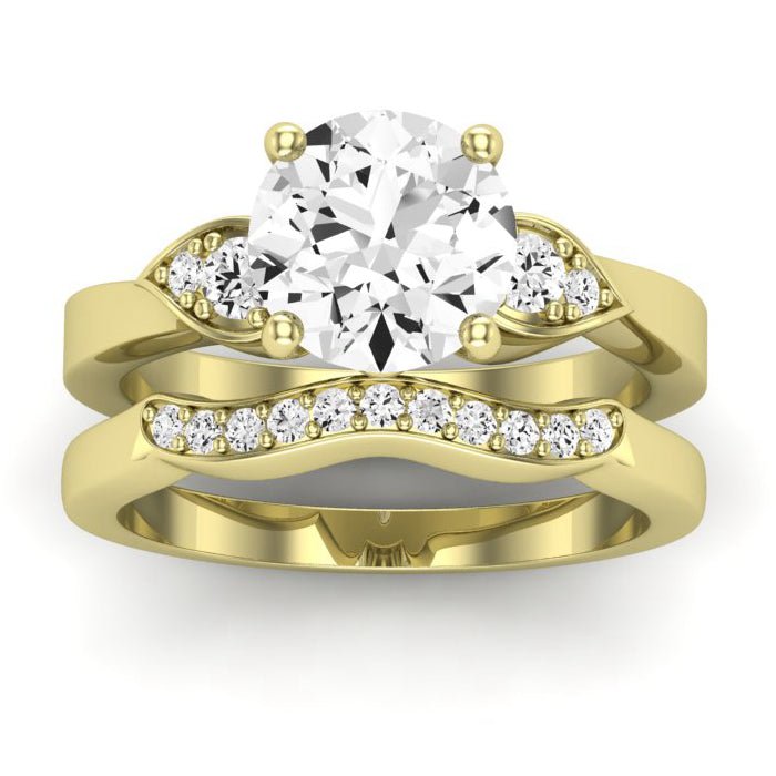 Hibiscus Moissanite Matching Band Only (does Not Include Engagement Ring)  For Ring With Round Center yellowgold