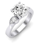 Hibiscus Moissanite Matching Band Only (does Not Include Engagement Ring)  For Ring With Round Center whitegold