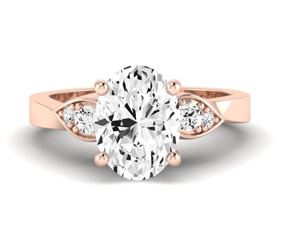 Hibiscus Oval Diamond Engagement Ring (Lab Grown Igi Cert) rosegold