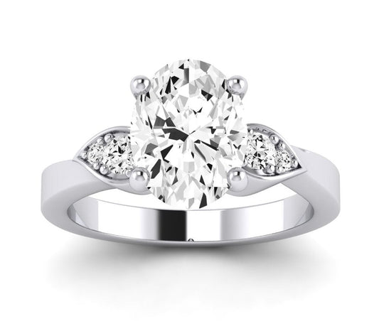 Hibiscus Oval Diamond Engagement Ring (Lab Grown Igi Cert) whitegold