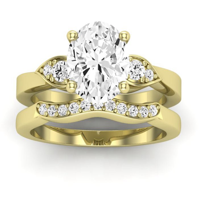 Hibiscus Oval Moissanite Bridal Set yellowgold