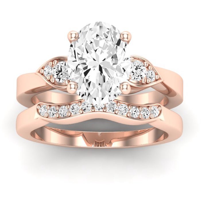 Hibiscus Oval Moissanite Bridal Set rosegold