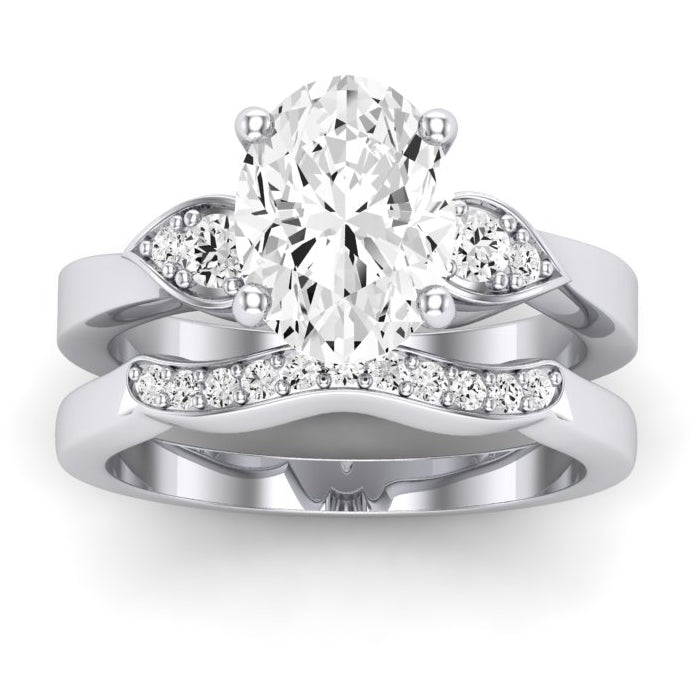 Hibiscus Oval Moissanite Bridal Set whitegold