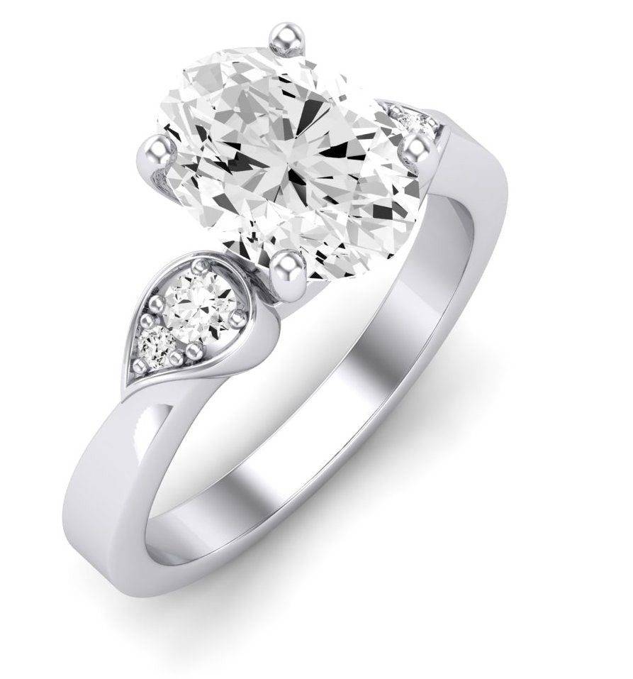 Hibiscus Oval Moissanite Engagement Ring whitegold