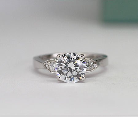 Hibiscus Round Diamond Engagement Ring (Lab Grown Igi Cert) whitegold