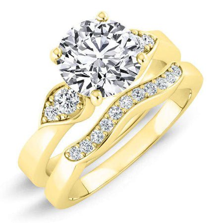 Hibiscus Round Moissanite Bridal Set yellowgold