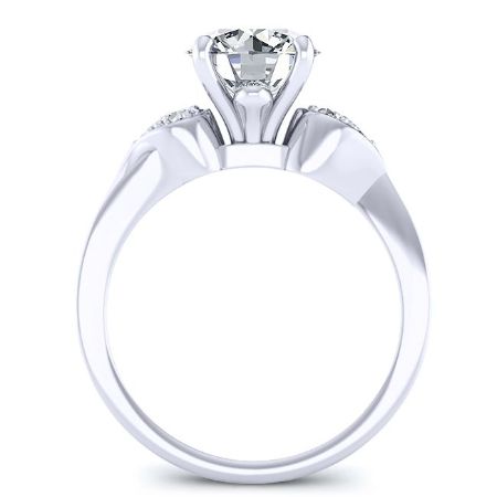 Hibiscus Round Moissanite Engagement Ring whitegold