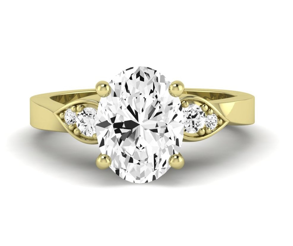Hibiscus Oval Diamond Engagement Ring (Lab Grown Igi Cert) yellowgold