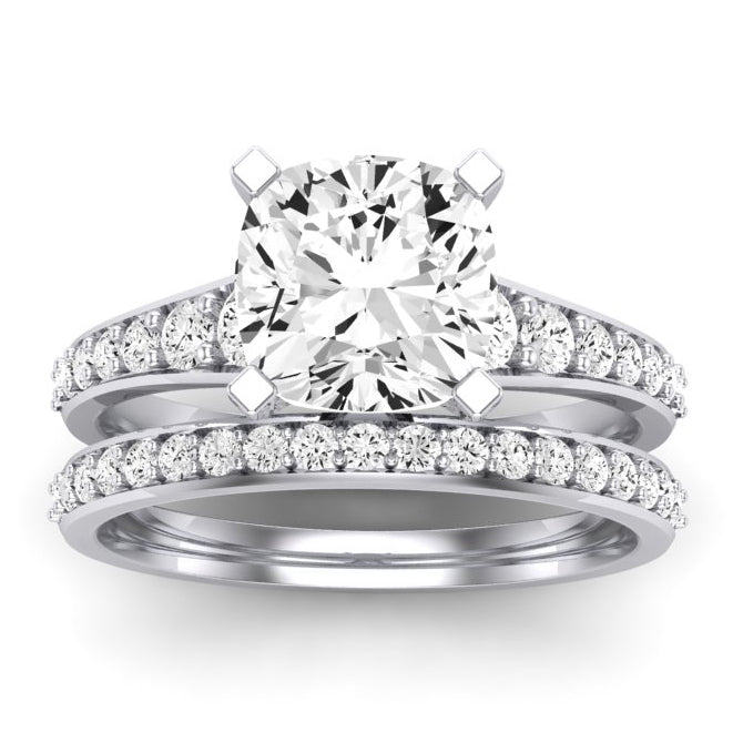 Holly Diamond Matching Band Only (does Not Include Engagement Ring) For Ring With Cushion Center whitegold