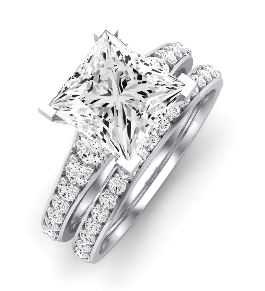 Holly Diamond Matching Band Only (does Not Include Engagement Ring) For Ring With Princess Center whitegold