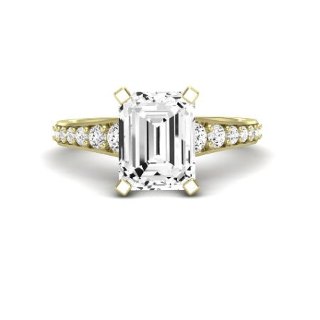 Holly Diamond Matching Band Only (does Not Include Engagement Ring) For Ring With Emerald Center yellowgold