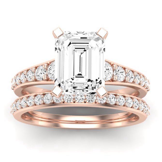 Holly Diamond Matching Band Only (does Not Include Engagement Ring) For Ring With Emerald Center rosegold