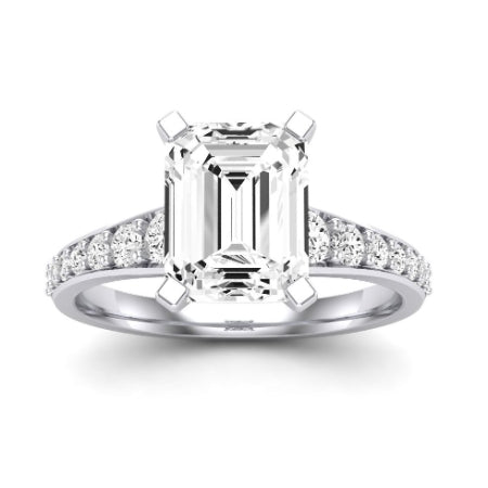 Holly Diamond Matching Band Only (does Not Include Engagement Ring) For Ring With Emerald Center whitegold