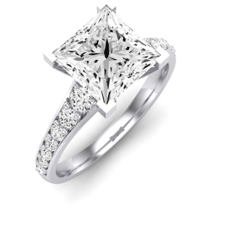 Holly Diamond Matching Band Only (does Not Include Engagement Ring) For Ring With Princess Center whitegold