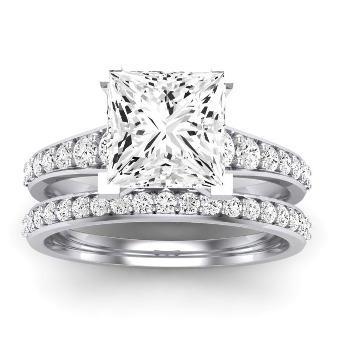 Holly Diamond Matching Band Only (does Not Include Engagement Ring) For Ring With Princess Center whitegold