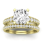 Holly Moissanite Matching Band Only (does Not Include Engagement Ring) For Ring With Cushion Center yellowgold