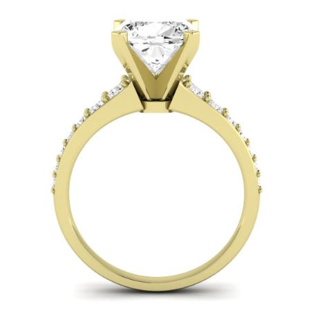 Holly Moissanite Matching Band Only (does Not Include Engagement Ring) For Ring With Cushion Center yellowgold