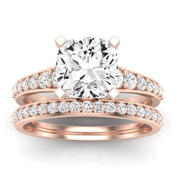 Holly Moissanite Matching Band Only (does Not Include Engagement Ring) For Ring With Cushion Center rosegold