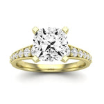 Holly Moissanite Matching Band Only (does Not Include Engagement Ring) For Ring With Cushion Center yellowgold
