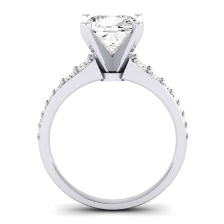 Holly Moissanite Matching Band Only (does Not Include Engagement Ring) For Ring With Cushion Center whitegold