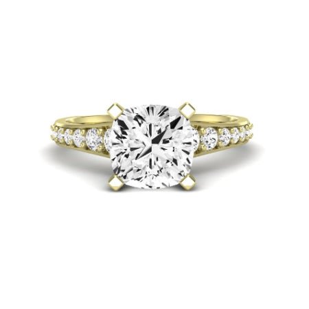 Holly Moissanite Matching Band Only (does Not Include Engagement Ring) For Ring With Cushion Center yellowgold