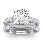 Holly Moissanite Matching Band Only (does Not Include Engagement Ring) For Ring With Cushion Center whitegold
