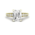Holly Moissanite Matching Band Only (does Not Include Engagement Ring) For Ring With Emerald Center yellowgold