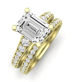 Holly Moissanite Matching Band Only (does Not Include Engagement Ring) For Ring With Emerald Center yellowgold