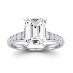 Holly Moissanite Matching Band Only (does Not Include Engagement Ring) For Ring With Emerald Center whitegold