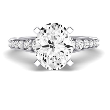 Holly Moissanite Matching Band Only (does Not Include Engagement Ring) For Ring With Oval Center whitegold