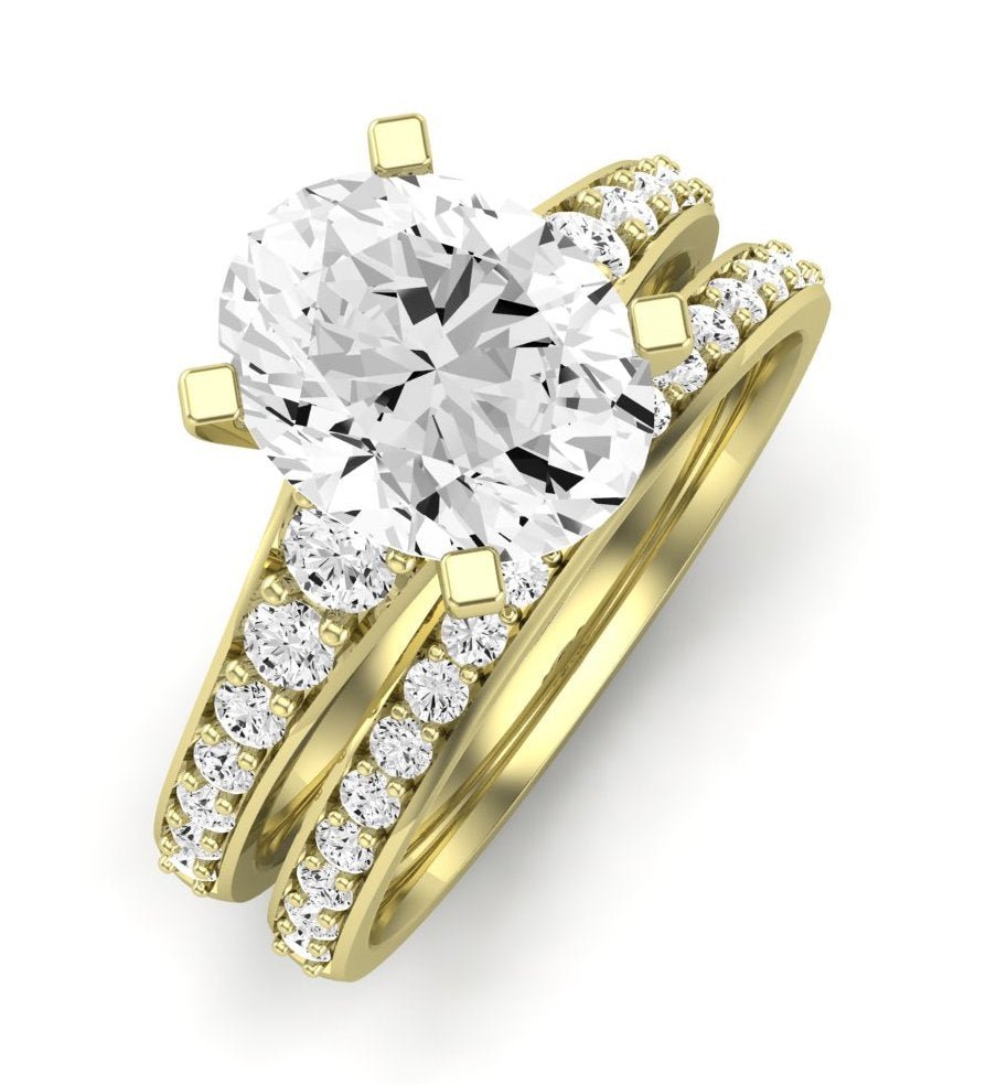 Holly Moissanite Matching Band Only (does Not Include Engagement Ring) For Ring With Oval Center yellowgold