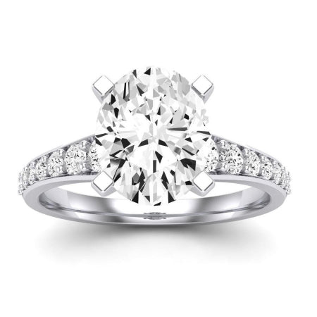 Holly Moissanite Matching Band Only (does Not Include Engagement Ring) For Ring With Oval Center whitegold