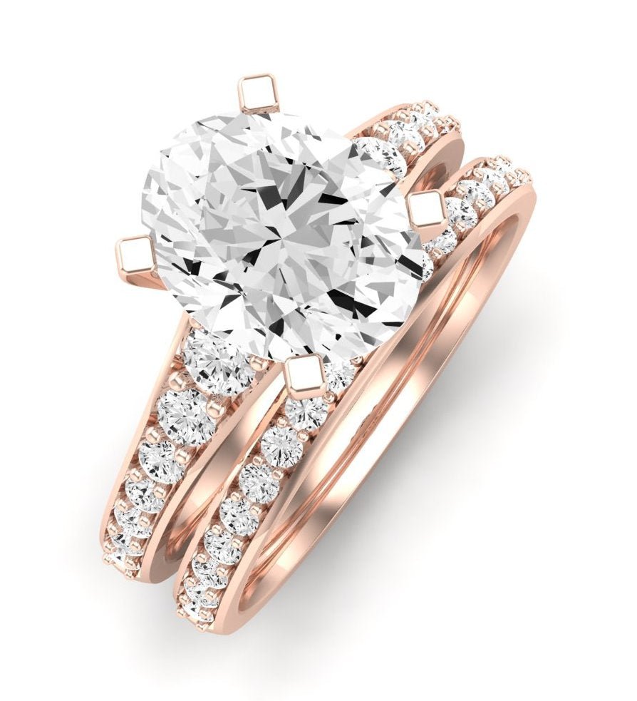 Holly Moissanite Matching Band Only (does Not Include Engagement Ring) For Ring With Oval Center rosegold