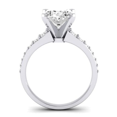 Holly Moissanite Matching Band Only (does Not Include Engagement Ring) For Ring With Oval Center whitegold