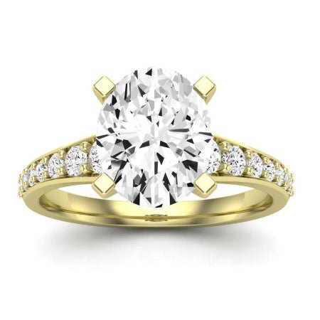 Holly Moissanite Matching Band Only (does Not Include Engagement Ring) For Ring With Oval Center yellowgold